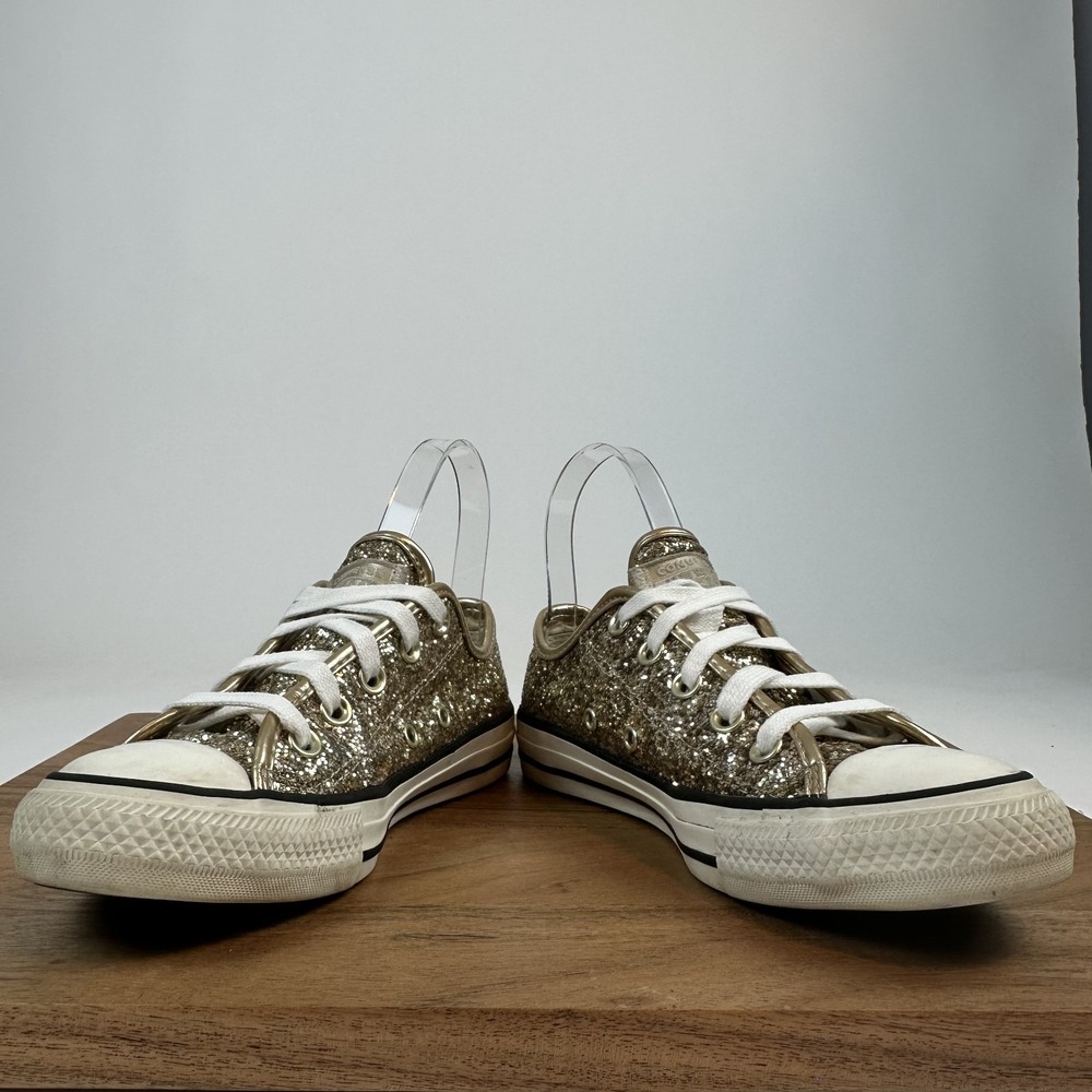 Womens Converse Chuck All Star Glitter Gold Low Casual Sneakers Shoes Size 5.5 M - Picture 5 of 8